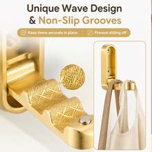 2-4PCs Foldable Invisible Hook Zinc Alloy Wall Hook Retractable Space Saving Multifunctional Hanging Folding Hooks For Bathroom Closet Entryway Laundry Room Scarf Hat Coat Robe Key Purse Bag, Minimalist Holiday Style, Easy To Install - Multicolor - View 4