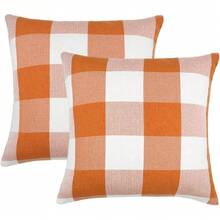 2PCS Watercolor White Pumpkin Maple Leaf Fall Throw Pillow Covers Autumn Harvest Botanical Farmhouse Sofa Bedroom Home Decor, Without Inserts - Orange - View 7
