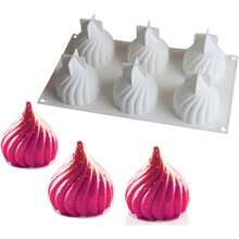 Spiral Castle Shaped Silicone Mold Cake Decorating Tool Baking Mold French Dessert Mousse Cake Mold Baking Cupcake Silicone Mousse Mold - 6 Cavities - Multicolor - View 8