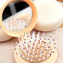 Customized Name, Mini Portable Brush, Built-In Folding Mirror, Air Cushion Massage Comb, Compact Design, Convenient For Travel, Durable Plastic Material, Back-To-School Season - Multicolor - View 12