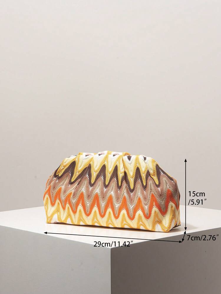 (Pola Acak) Tas Clutch untuk Wanita, Blok Warna, Tas Berkerut, Boho, Tas Pantai Musim Panas, Perlengkapan Perjalanan, Pakaian Liburan Wanita, Malam Gala, Tas Prom, Elegan, Hadiah - MultiWarna - View 7