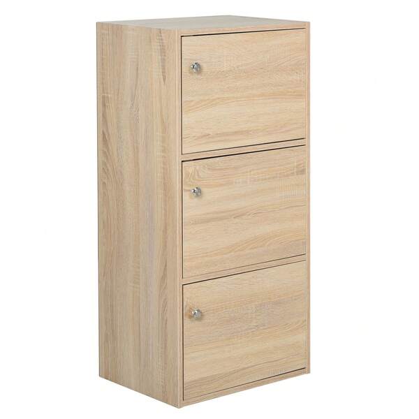 aosom Homcom Dulap Multifunctional Lemn Natural – 3 Rafturi & Usi pentru Casa sau Birou