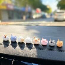 6pcs Random Creative Cute Bun Cat Car Dashboard Desktop Ornament DIY Car Interior Office Desk Computer Screen Decoration Accessories - Kitten - View 7