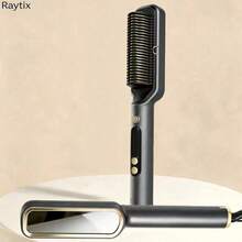 Raytix Multifunctional Straightening & Curling Comb, Heated Electric Straightener, Professional 2-In-1 Electric Hair Straightening Comb, Can Straighten, Curl And Trim Beard, Best Gift For Family And Friends - Grey - View 3