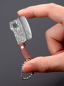 Mini Pocket Knife Keychain, Exquisite Wood Grain Texture Comfortable Wooden Handle, Portable Compact Daily Tool, Fashionable Hiking Bag Pendant, Durable Eye-Catching Charm - Multicolor - View 4