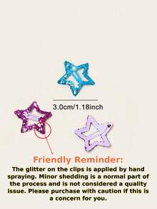 Dopamine Sequin Colorful Five-Pointed Star BB Hair Clip, Sweet Side Bangs Hair Accessory, Back To School Supplies, Autumn Accessories - Multicolor Glitter - View 4