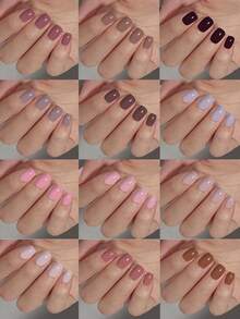 Short Square Solid Color Press-On Nails, Brown Light Brown Khaki Camel, Perfect Fit Short Acrylic Fake Nail Set, Suitable For Women Girls Daily Work, Holiday Party And Other Occasions - Multicolor - View 2