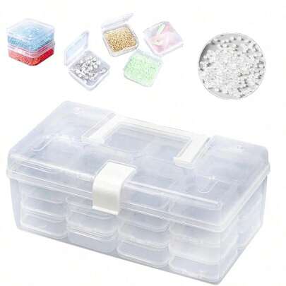 Zestaw 1/32 szt. plastikowych pudełek do przechowywania – wielofunkcyjny organizer na koraliki, odpowiedni do rękodzieła DIY, koralików, biżuterii i akcesoriów do zdobienia paznokci – przenośne pudełko z przegródkami z regulowanymi ściankami, pojemniki, akcesoria, organizacja domu
