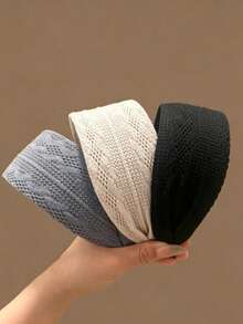 Fashionable Versatile Minimalist Solid Color Wide Headband - Multicolor - View 10