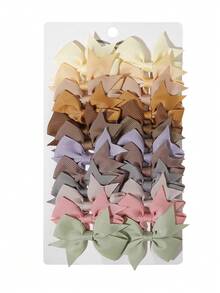 24pcs Full Color Ribbed Bow Hair Clips, Minimalist Gentle Non-Damaging Hair Accessories, Daily Atmospheric Headwear - Mixed color - View 10