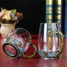 Set Cangkir Teh Kaca Bebas Timbal Kristal Enamel dengan Sendok, Hadiah Natal, Hari Valentine. Hadiah Terbaik untuk Ibu, Nenek, Pacar, Saudari. - 1 buah - View 7