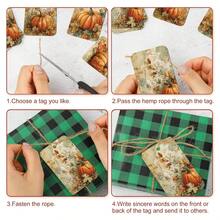 50pcs Thanksgiving Day Fall Gift Tags With Hemp Rope, Vintage Autumn Pumpkin Paper Gift Tags, Holiday Harvest Hanging Labels For Gift Wraapping, Candy Bag & Party Favor Decorations - Multicolor - View 8