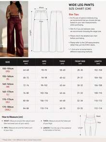 Women's High Waist Straight Leg Wide Leg Casual Commute Pants With Pockets, Fashionable Autumn/Winter Versatile Quality School Back To School - Burgundy - View 6