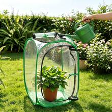 1pc Transparent Pop-Up Mini Greenhouse Portable Plant Cover With Top Ventilation Window, Winter Frost Protection Tent For Outdoor Potted Plants - Plant Protector - View 4
