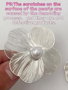 8pcs Pearl Flower Shoe Charms DIY Detachable Shoe Decorations ABS Rhinestone Shoe Accessories Suitable For Wooden Clogs Women Sandals Slippers Beach Shoes, Holiday Gift - Silver - View 9