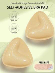 1 Pair Double-Sided Self-Adhesive Silicone Breast Pads, Reusable, Sweat-Proof, Invisible Lift Pads, A-D Cup, Suitable For Swimming And Sports, Can Be Used For Bikini Swimsuits, Sports Bras, Evening Dresses, Etc., Nude And Black Colors Available, Women's Intimate Accessories (10pcs Flower-Shaped Nipple Covers Included) - Multicolor - View 16