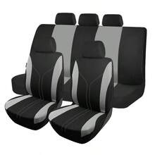 REMAX 9件/4件組汽車座椅套組 聚酯纖維布料 安全氣囊相容 通用款 汽車配件 女款 新設計 - 折線壓線網布座椅套 - 查看 3