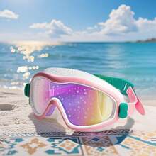 1pc Electroplated Anti-Fog Waterproof High Definition Swimming Goggles Silicone Material Large Frame Wide Vision Unisex Outdoor Swimming Competition Racing Equipment Water Sports Accessories - Pink - View 3