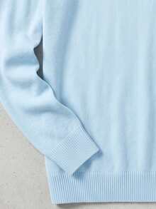 GRDR Men's Versatile Solid Color Crew Neck Long Sleeve Casual Sweater - Baby Blue - View 6