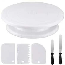 6 Pieces 11 Inch Cake Turntable Cake Stand With 2 Frosting Angled Spatulas 3 Frosting Spatulas Baking Accessories Tools - Multicolor - View 7