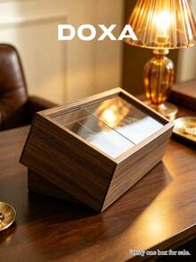 DOXA 5-Slot Watch Storage Box With Sliding Transparent Glass Lid, Dust-Proof Mechanical Watch Display & Collection Box - Brown - View 5