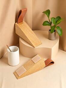 1pc Solid Wood Door Stopper, Creative Raised Anti-Collision Door Wedge, Movable Hanging Top-Mounted Wooden Door Buffer Pad For Bedroom, With Non-Slip Pad At Bottom - Multicolor - View 7