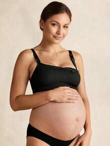 Hart & Haze 3pcs Maternity Nursing Bra, Easy Open Breastfeeding Comfortable Bralette, Black/Coffee/Light Skin Colors - Multicolor - View 4