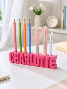Personalized Name 3D Printed Pen Holder, Customized Text Desktop Pen Holder, Desktop Storage Box, Desktop Organizer, Pencil/Pen/Marker Storage, Multiple Colors Available, Vibrant Colors, Multi-Functional. Suitable For Office, Classroom, Library, Study, Desk, Bookshelf, Etc. Ideal Gift For Friends/Family/Teachers/Classmates, Birthday Gift, Anniversary Gift, Christmas Gift, Back To School/Graduation Gift, Perfect Holiday Gift. Minimalist Stationery Holder - Multicolor - View 8