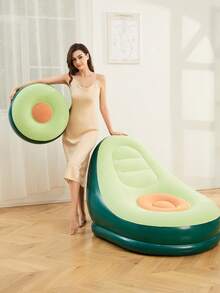 Avocado Flocked Inflatable Sofa With Footstool, Lazy Sofa Couch Portable Air Lounger Chair, Indoor Outdoor Recliner For Living Room Bedroom Balcony Camping - Multicolor - View 6