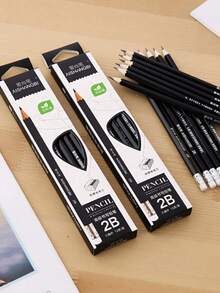 1/12pcs Black 2B Pencils, Student Learning & Exam Pencils, Student Stationery Pencil Set, Suitable For Exam Hall, Sketching, Drawing, Daily Writing, Homework, Back To School Supplies, Art Supplies - Multiple Styles - View 5