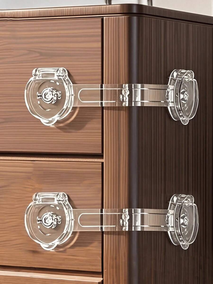 1/4/8/12pcs Transparent Safety Locks, Locks Cabinet Proofing, Large Capacity Desktop Cable Management Box Power Strip Organizer Cable Safety Storage Hide Messy Wires Durable Plastic For Home Office Computer Desk Cord