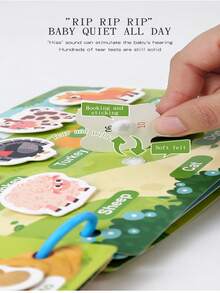 1pc Children's Early Education Quiet Sticker Book, Common Knowledge Cognitive Repeated Word Recognition Educational Montessori Baby Sticker Book Toy - Quiet Book - View 8