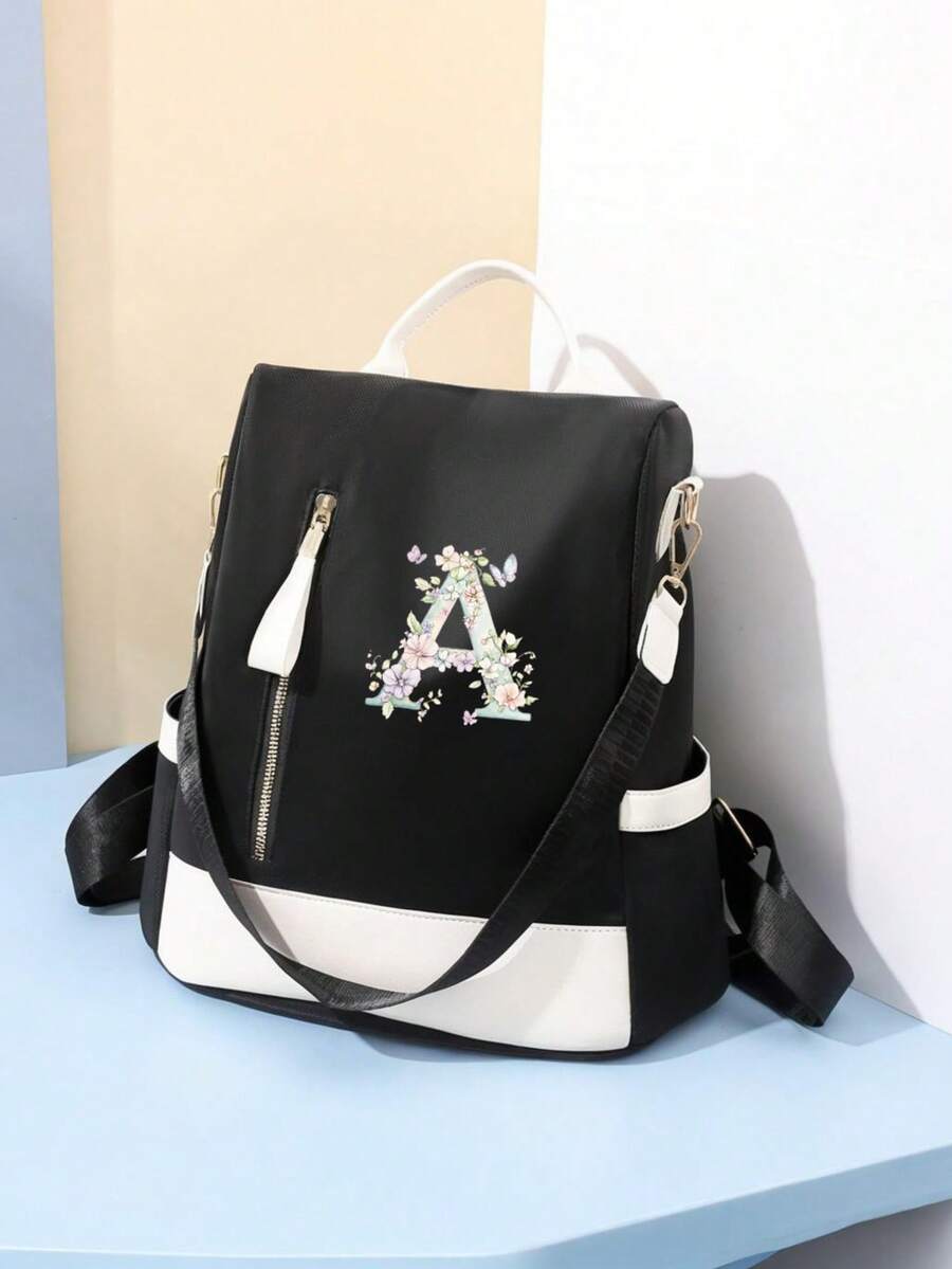 1PC Anti-Theft Laptop Backpack, Anti-Cut Back Design, Business Commute Student Large Capacity Backpack, Fits 14-15.6 Inch Laptop, Minimalist Colorblock Fashion, Unisex - Black - View 1