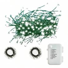 Christmas Decor LED Fairy String Lights 8 Twinkle Modes Battery Operated Warm Lighting For Home Party, Batteries Not Included - Dark Green - View 7