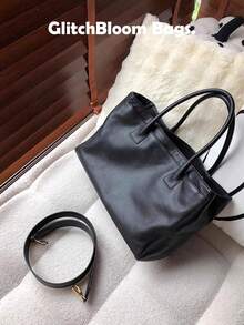 Women's Large Capacity Green Crocodile Embossed Tote Bag, 2026 New Style, High-End Luxury Niche Handbag - Black - View 3