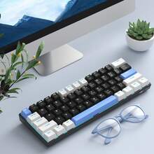 MageGee Star61 Mini 60% RGB Gaming Mechanical Keyboard 61 Keys Wired USB-C Multi-Device Gaming Keyboard Customizable Keycaps Suitable For Laptop PC Computer Gamers [White Black & Blue: Red Switch] - White Black Blue (Red Switch) - View 10