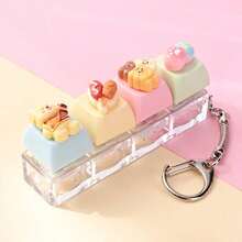 Cartoon Bear Dessert Food Shape Bag Pendant Accessory,1 DIY Keyboard Keycap Keychain Accessory,Suitable For Backpacks And Bags - Multicolor - View 3