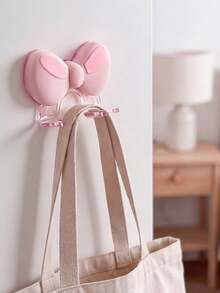 1pc Bow-Shaped No-Drill Toothbrush Holder, Multi-Functional Home Storage Rack - Pink - View 7