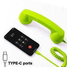 復古電話聽筒 Type-C/3.5mm 有線智慧型手機用，復古電話插即用、通話清晰，防輻射人體工學聽筒，適用手機通話、會議、辦公，送給父母的禮物首選 - 查看 25