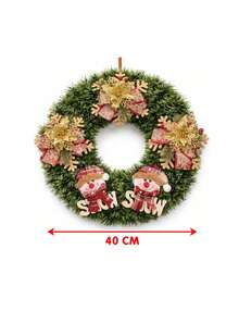 Guirlanda Natalina Decoração Boneco Neve Arranjo Porta 40cm - A - Visão 3
