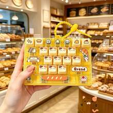 Cat Bakery Theme 26 Grid Mini Keyboard Fidget Toy Keychain, Cute Kitten Coffee Bread Cake Cartoon Click Button Sensory Fidget Toy, Portable Anxiety Stress Relief Bag Pendant Gift - Multicolor - View 8