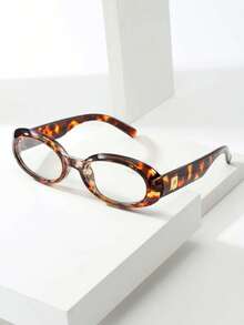 1 Pair Women's Black Oval PC Frame Minimalist Solid Color Versatile Decorative Glasses - Tortoiseshell - View 3