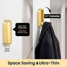 2-4PCs Foldable Invisible Hook Zinc Alloy Wall Hook Retractable Space Saving Multifunctional Hanging Folding Hooks For Bathroom Closet Entryway Laundry Room Scarf Hat Coat Robe Key Purse Bag, Minimalist Holiday Style, Easy To Install - Multicolor - View 1