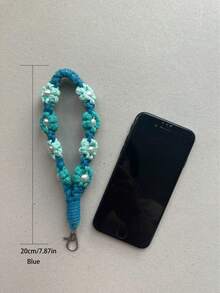 1pc Handmade Woven Daisy Flower Crossbody Handbag With Phone Chain Lanyard Cotton Rope Keychain - Multicolor - View 9