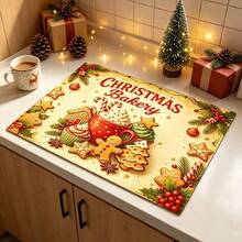 1pc Christmas Theme Kitchen Dish Drying Mat, Coffee Machine Mat, Absorbent Quick-Drying Tabletop Protector, Vintage Gingerbread Man Hot Drink Pattern, Suitable For Baking Studio, Home Christmas Dining Table, Holiday Atmosphere Table Decor, Home Gift - XYLSD-942 - View 2