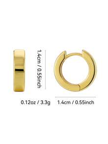 Charm-In Women's Copper Plated 18K Gold Small Thick Hoop Earrings, Lightweight Classic Fashion, Suitable For Daily Wear And Special Occasions, Exquisite Gift - Gold - View 5