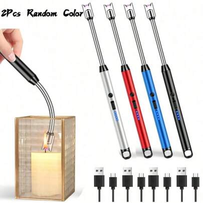 Candle Lighter Windproof USB C Electric Lighters With 360° Flexible Neck & Safety Lock, Flameless Lighters Long Stem Matches For Candle, Grill, BBQ, Gas Stoves