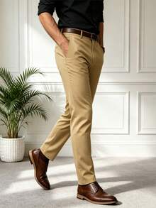 All-Season Men's Light Business Casual Dress Pants, Suitable For Office And Daily Wear, Comfortable And Fashionable Trousers - Khaki - View 2
