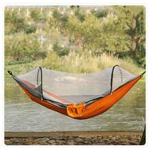 1pc Mosquito Net Hammock, Single/Double Person Universal, 210T Nylon Breathable Camping Swing Hammock, Backyard Leisure, Camping, Outdoor Use - Multicolor - View 6
