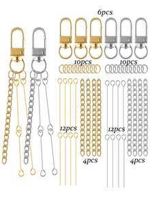 30/58pcs DIY Beaded Keychain Set, Blank Elegant Beaded Keychains, Phone Keyring Decor, Bag Chain, Clothing Accessories, Party Favor Set, DIY Keychain Materials - Keychain Accessory Kit - View 15